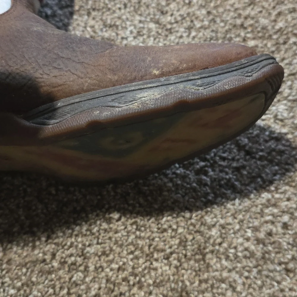 Womens 11" Flag Embroidery Bay Brown Boots Distressed Flag - Picture 6 of 11